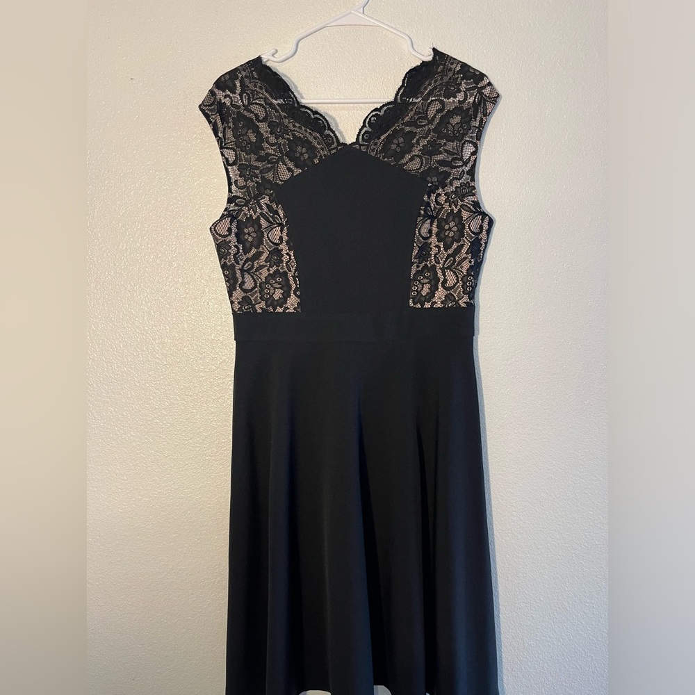 London Times Black Lace‎ Fit and Flare Dress